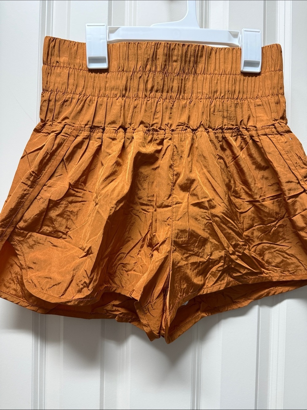 FP Movement by Free People High-Waist Rust Orange Smocked Shorts